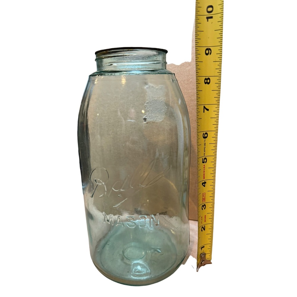 Ball Mason Jar Oil Dispenser Vintage Blue Glass Metal Spout Good Primitive Decor - Picture 7 of 9